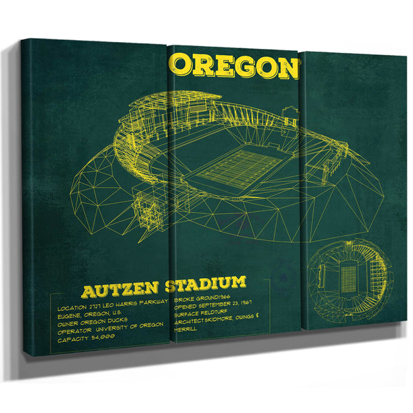 Vintage Autzen Stadium Blueprint - Oregon Ducks Football Print
