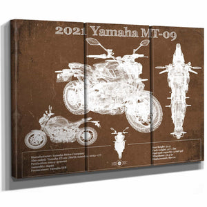 2021 Yamaha Mt 09 Vintage Blueprint Auto Print
