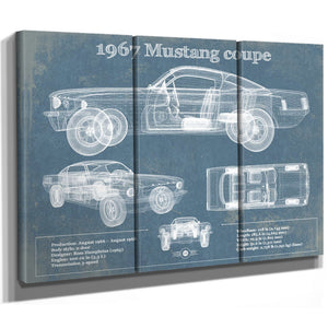 1967 Mustang coupe Blueprint Vintage Auto Print