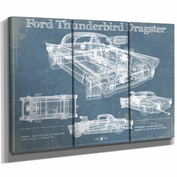Ford Thunderbird Dragster Blueprint Vintage Auto Print