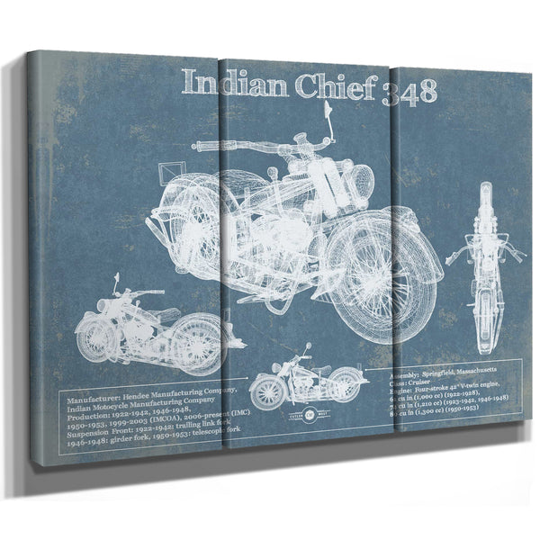 Indian Chief 348 Vintage Original Motorcycle Blueprint
