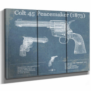 Colt 45 Peacemaker 1873 Blueprint Vintage Gun Print