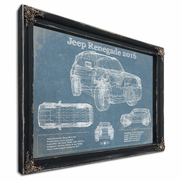 Jeep Renegade 2016 Blueprint Vintage Auto Print