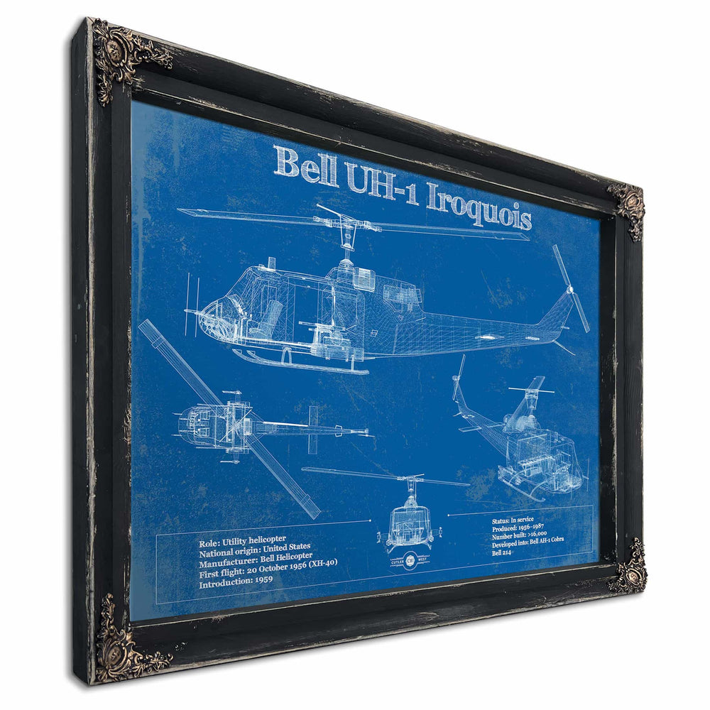 Bell UH-1 Iroquois (Huey) Vintage Blueprint Helicopter Print