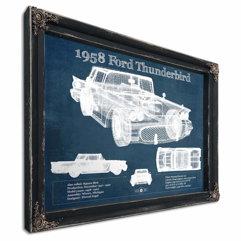 1958 Ford Thunderbird Vintage Blueprint Auto Print