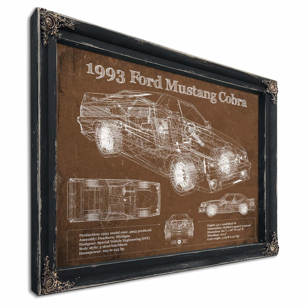 1993 Ford Mustang Cobra Vintage Blueprint Auto Print