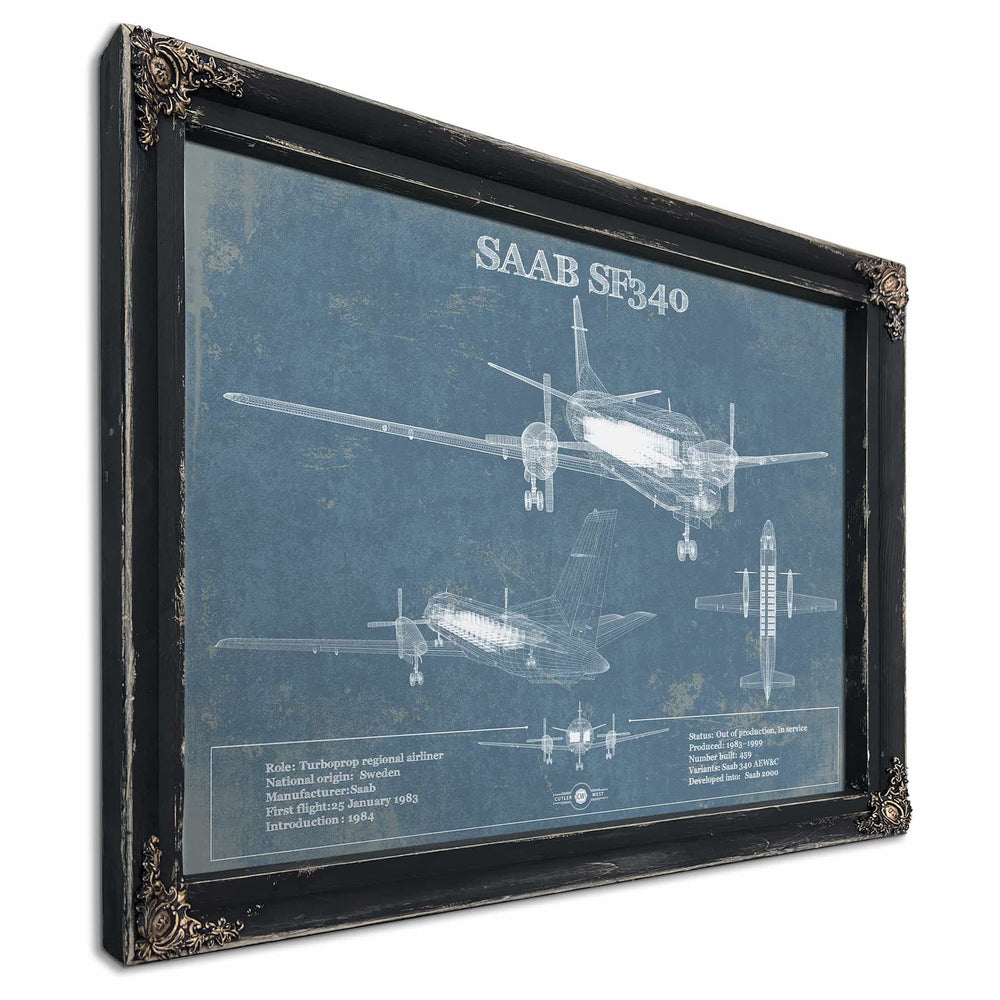 Saab 340 Turboprop Original Blueprint Art
