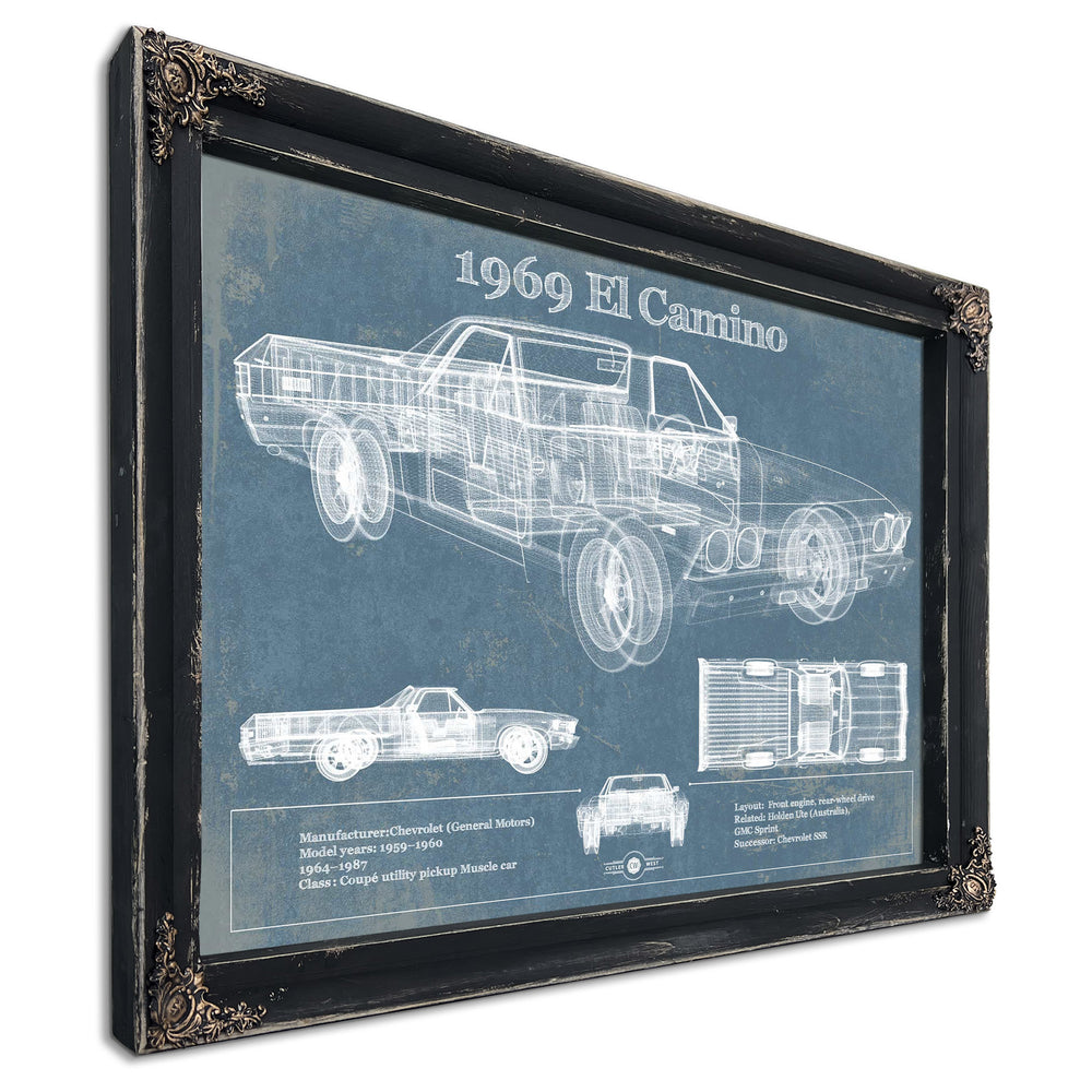 1969 El Camino Vintage Blueprint Auto Print
