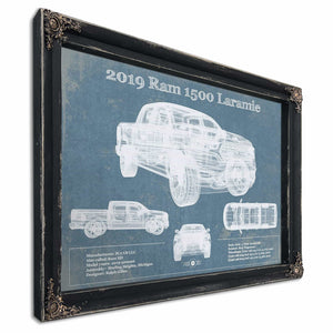 Dodge Ram 1500 Laramie 2019 Vintage Blueprint Auto Print