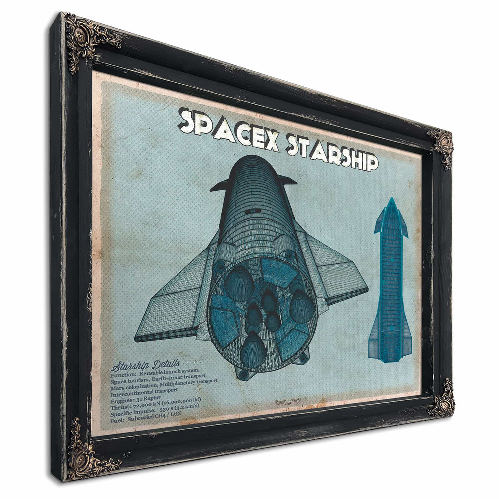 SpaceX Starship Blue Vintage Space Exploration Print