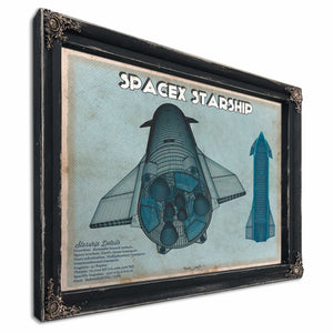 SpaceX Starship Blue Vintage Space Exploration Print