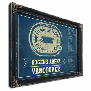 Vancouver Canucks Team Colors - Rogers Arena Vintage Hockey Blueprint NHL Print
