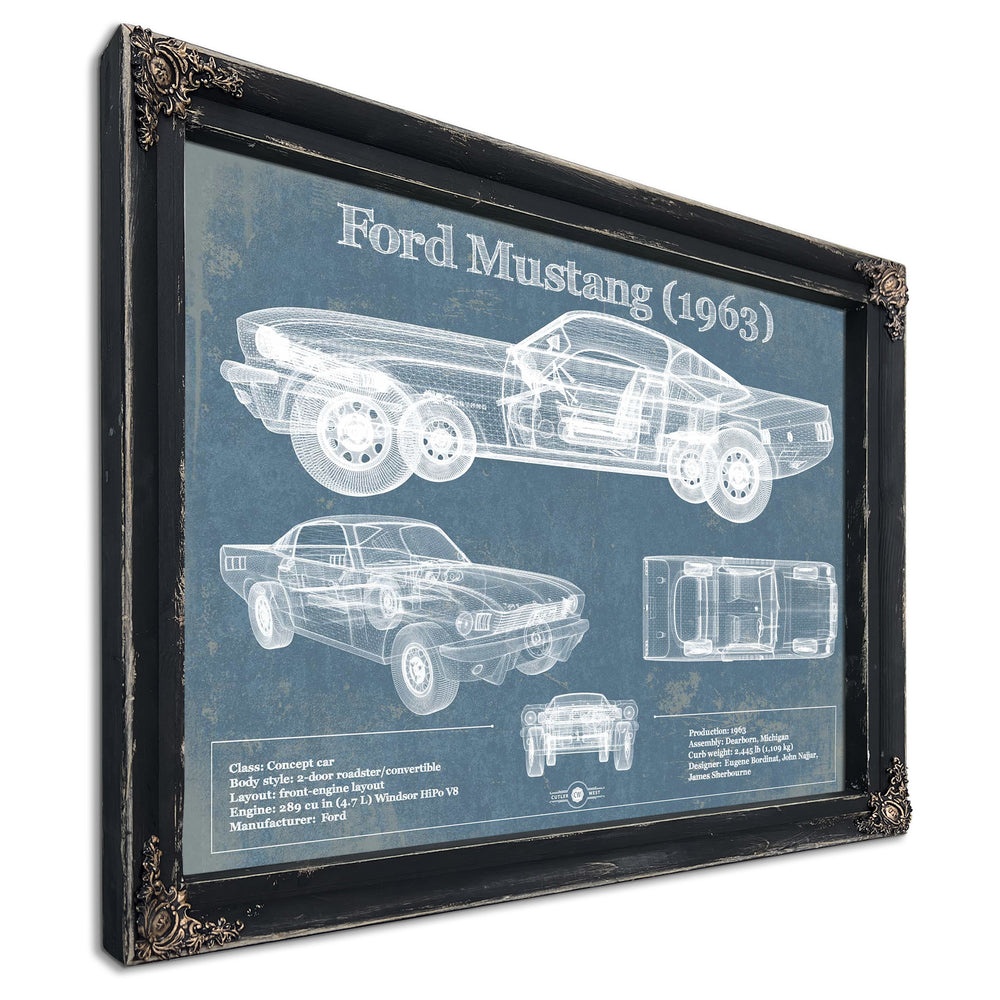 Ford Mustang 1963 Original Blueprint Art