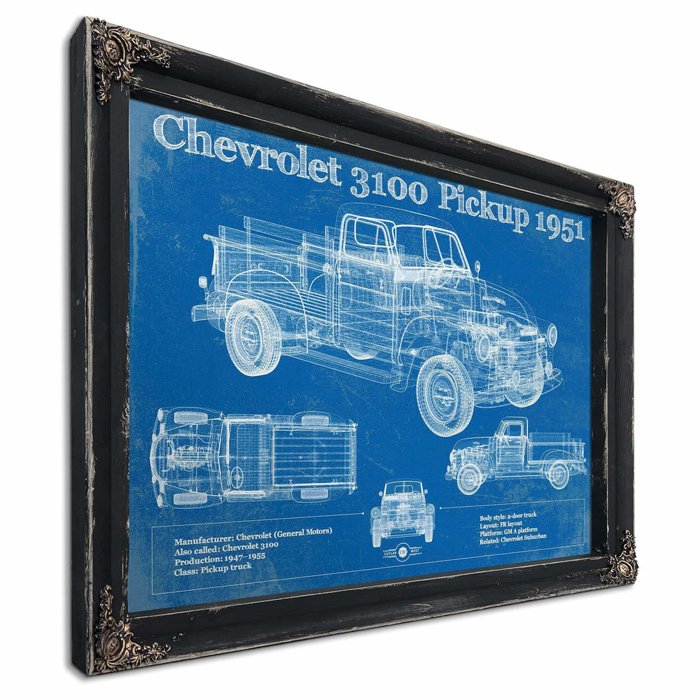 1951 Chevy 3100 Pickup - Blueprint Vintage Auto Print