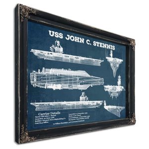USS John C Stennis (CVN-74) Aircraft Carrier Blueprint Original Military Wall Art - Customizable