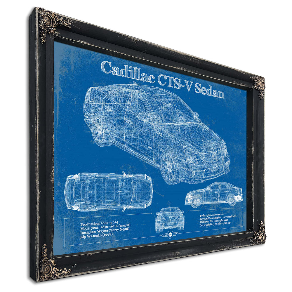 Cadillac CTS-V Sedan Blueprint Vintage Auto Print