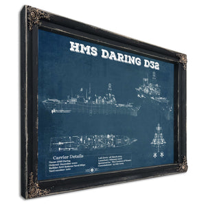 HMS Daring (D32) Blueprint Original Military Wall Art - Customizable