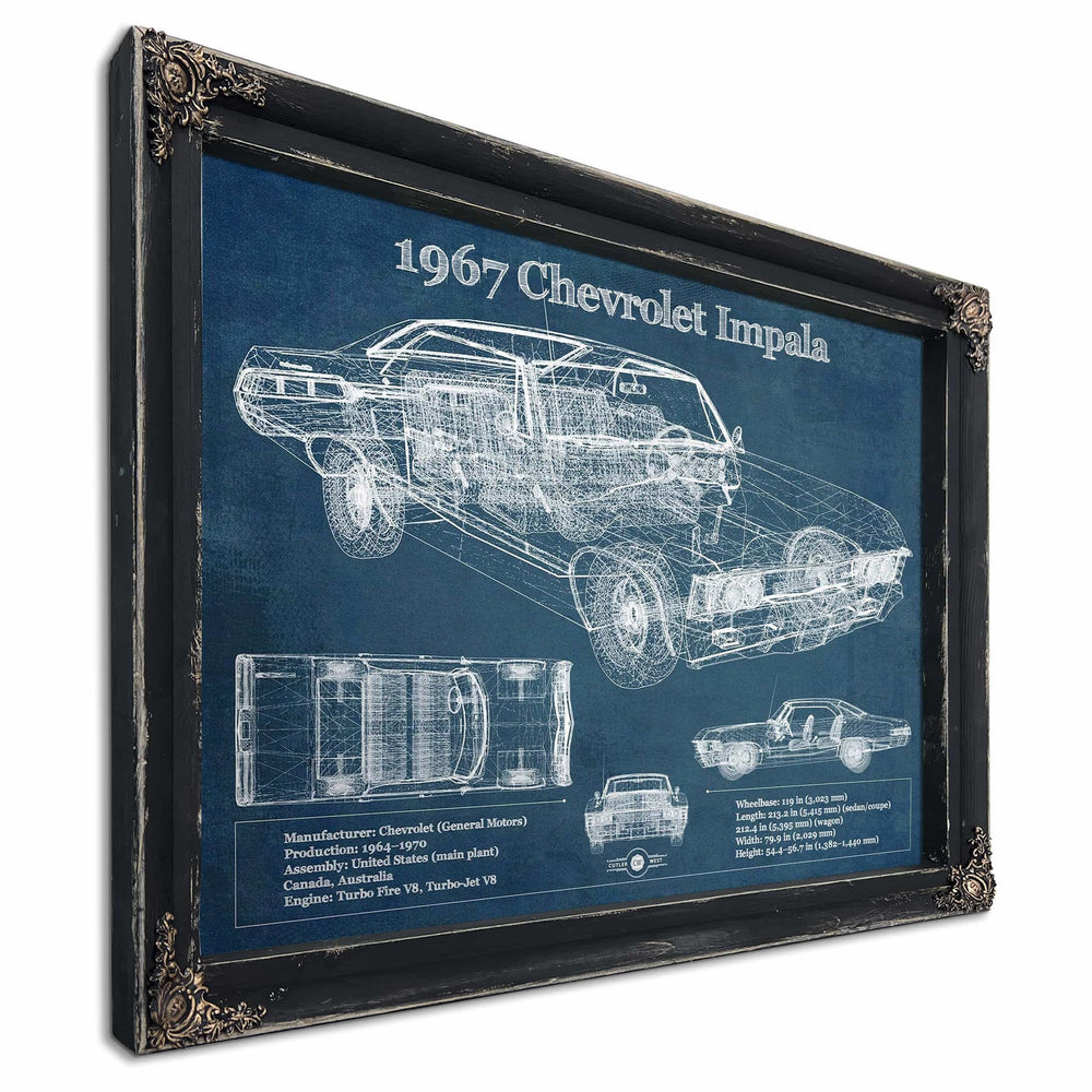 1967 Chevrolet Impala Blueprint Vintage Auto Print