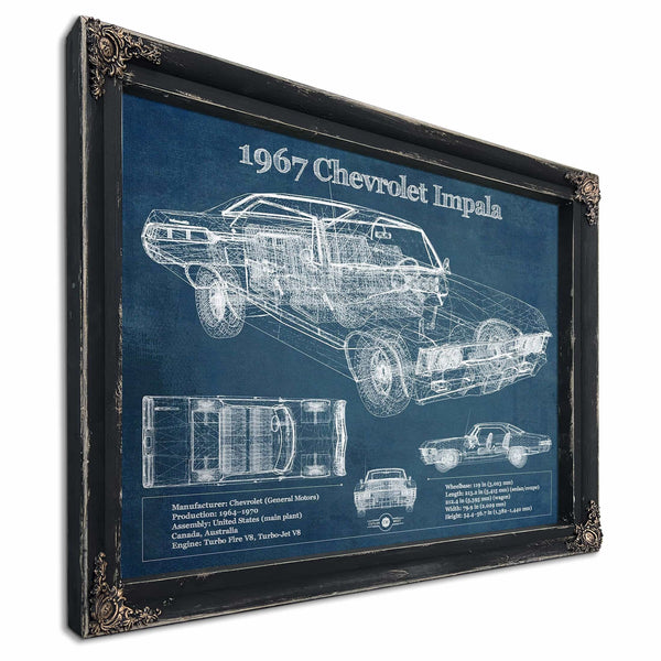 1967 Chevrolet Impala Blueprint Vintage Auto Print