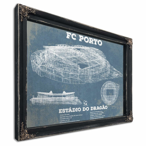F.C. Porto Estadio Do Dragao Stadium Blueprint Vintage Soccer Print