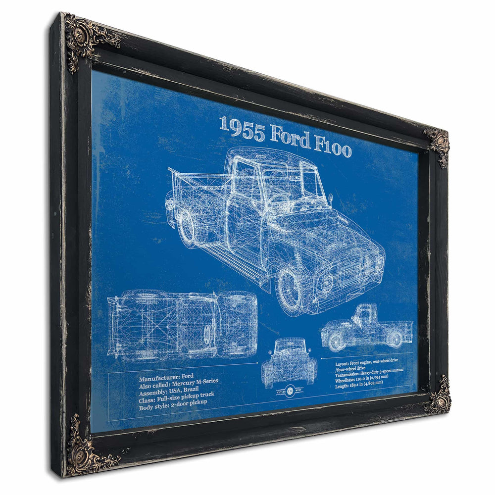 1955 Ford F100 Vintage Blueprint Auto Print