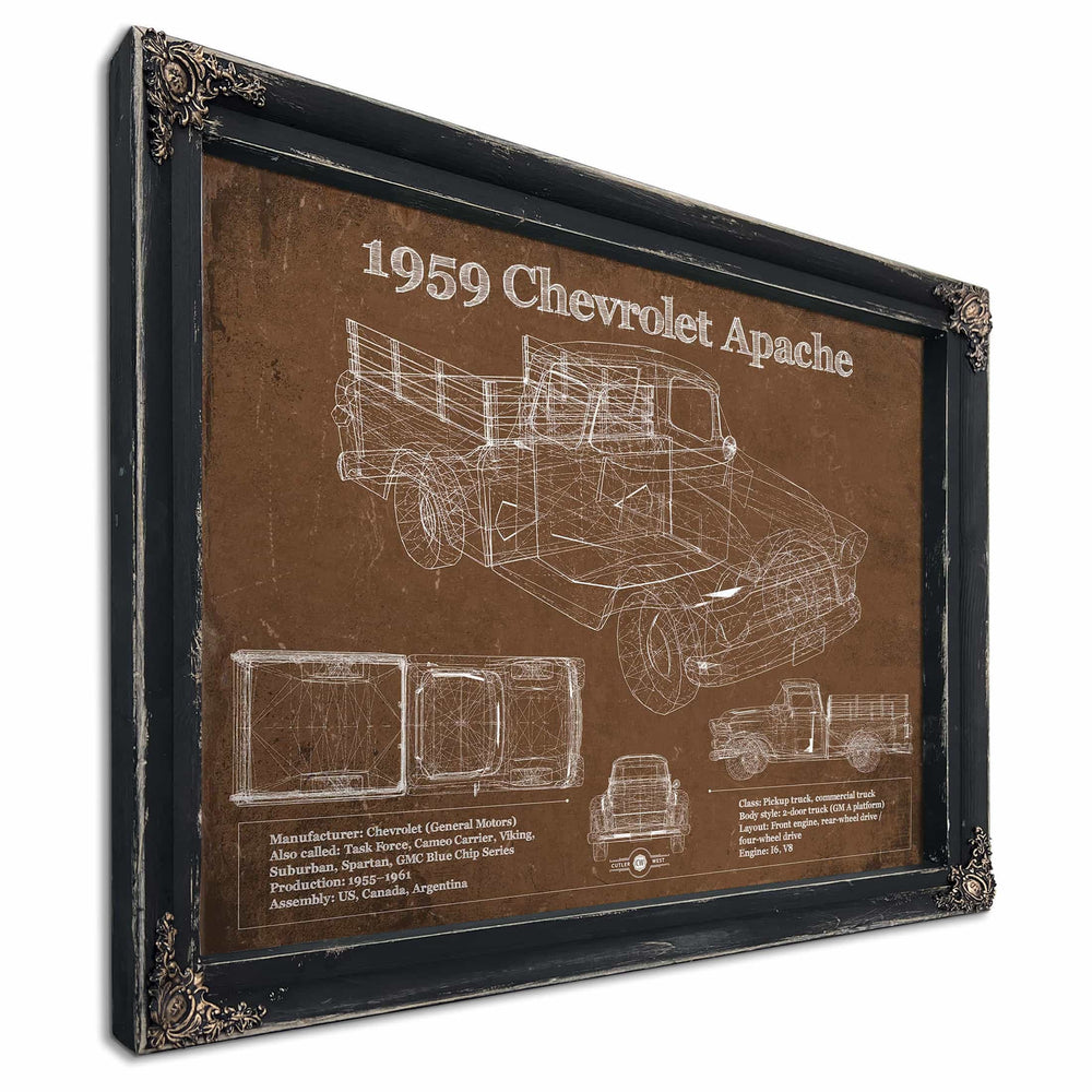 1959 Chevrolet Apache Fleetside Vintage Blueprint Auto Print