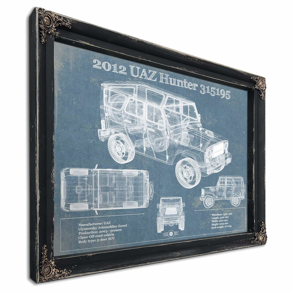 2012 UAZ Hunter 315195 Vintage Blueprint Auto Print