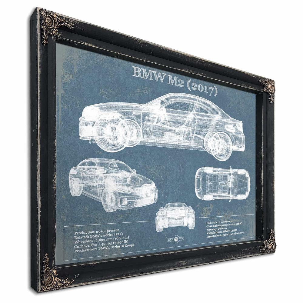 BMW M2 2017 Blueprint Vintage Auto Print