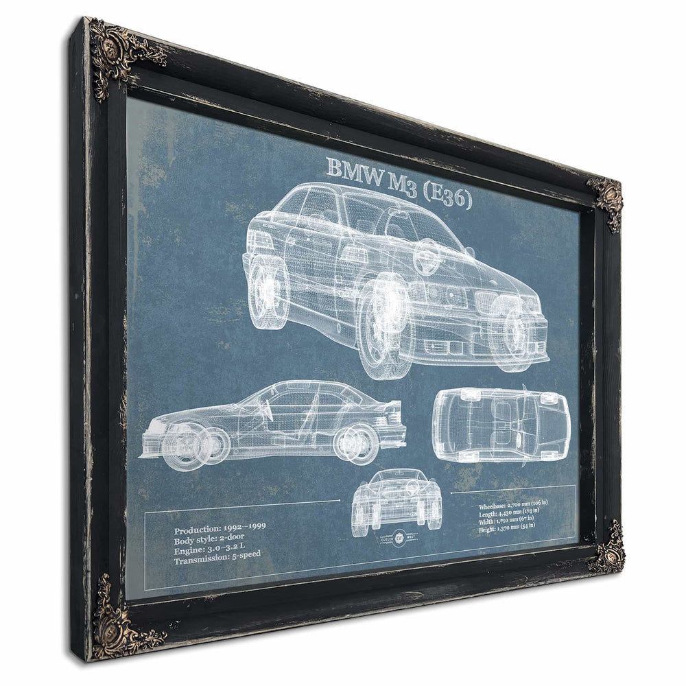 BMW M3 (E36) Vintage Blueprint Auto Print