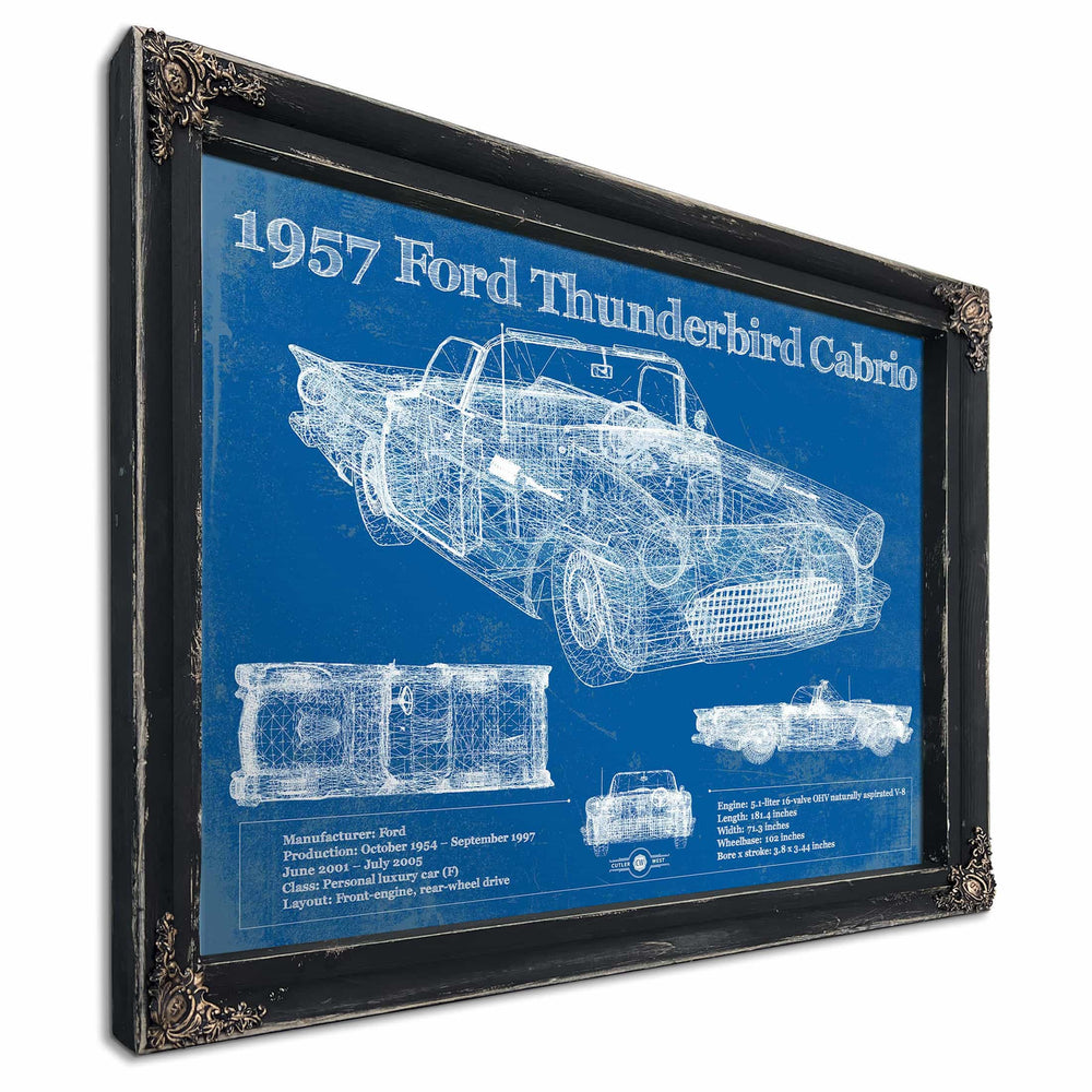 1957 Ford Thunderbird Cabrio Blueprint Vintage Auto Print