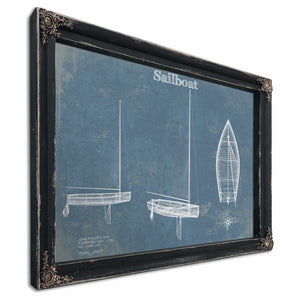 Sail Boat Blueprint - Patent of Sailing Vessel Print