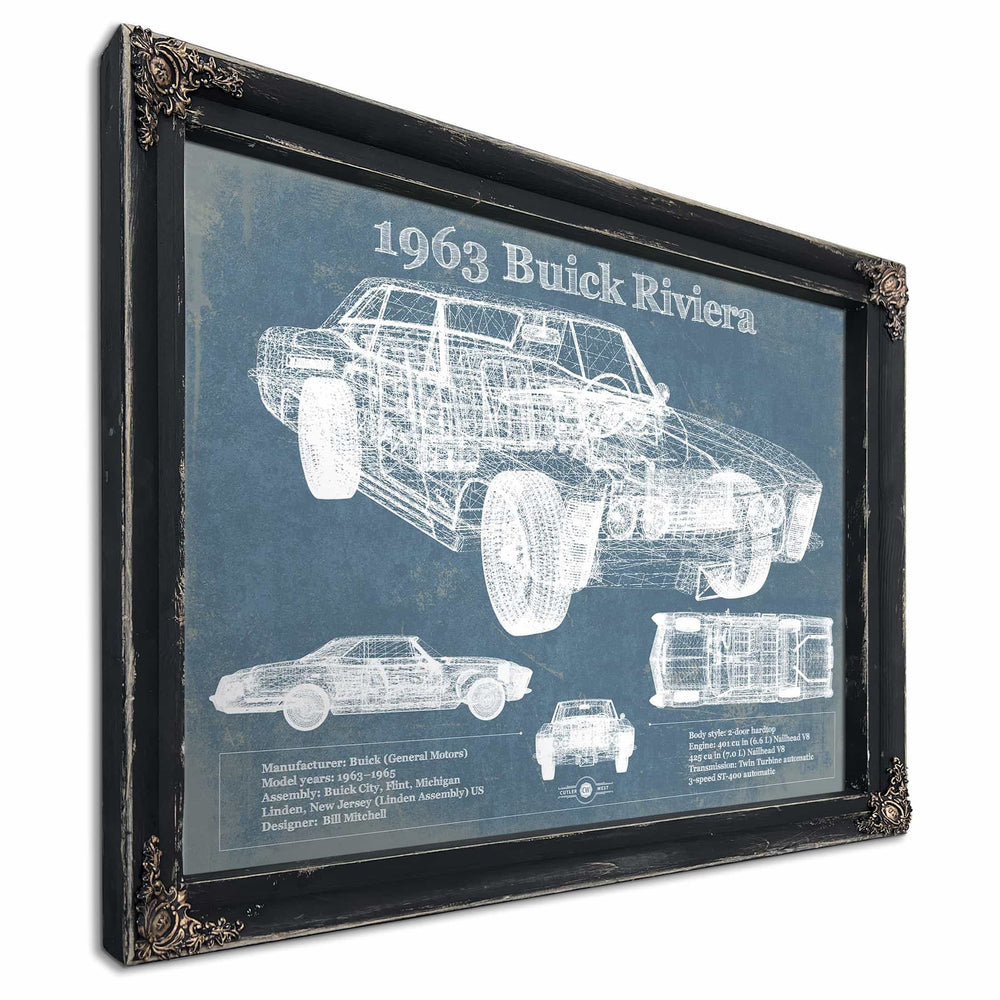 1963 Buick Riviera Vintage Blueprint Auto Print