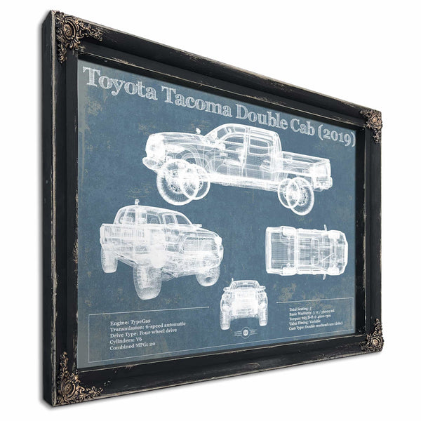 Toyota Tacoma Double Cab (2019) Vintage Blueprint Auto Print
