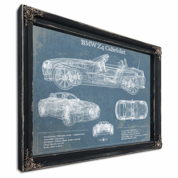 BMW Z4 Cabriolet Vintage Blueprint Auto Print