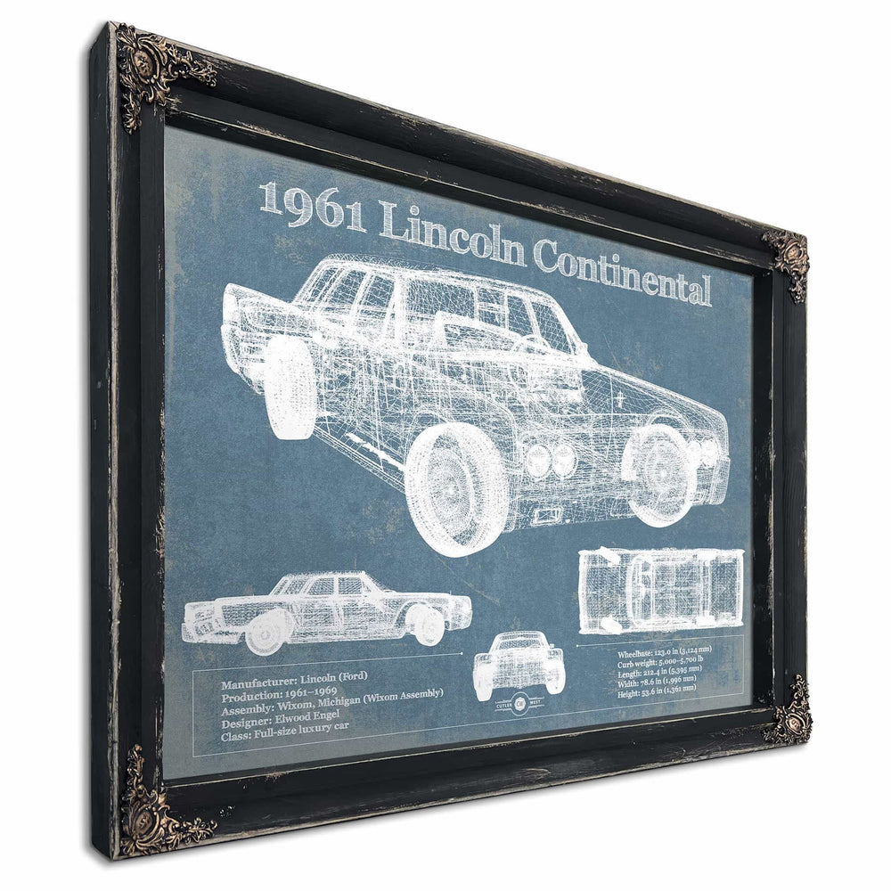 1961 Lincoln Continental Sedan Vintage Blueprint Auto Print