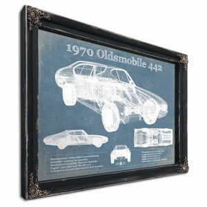 1970 Oldsmobile 442 Vintage Blueprint Auto Print