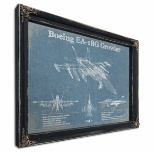 Boeing EA-18G Growler Vintage Aviation Blueprint Military Print - Custom Pilot Name Can Be Added