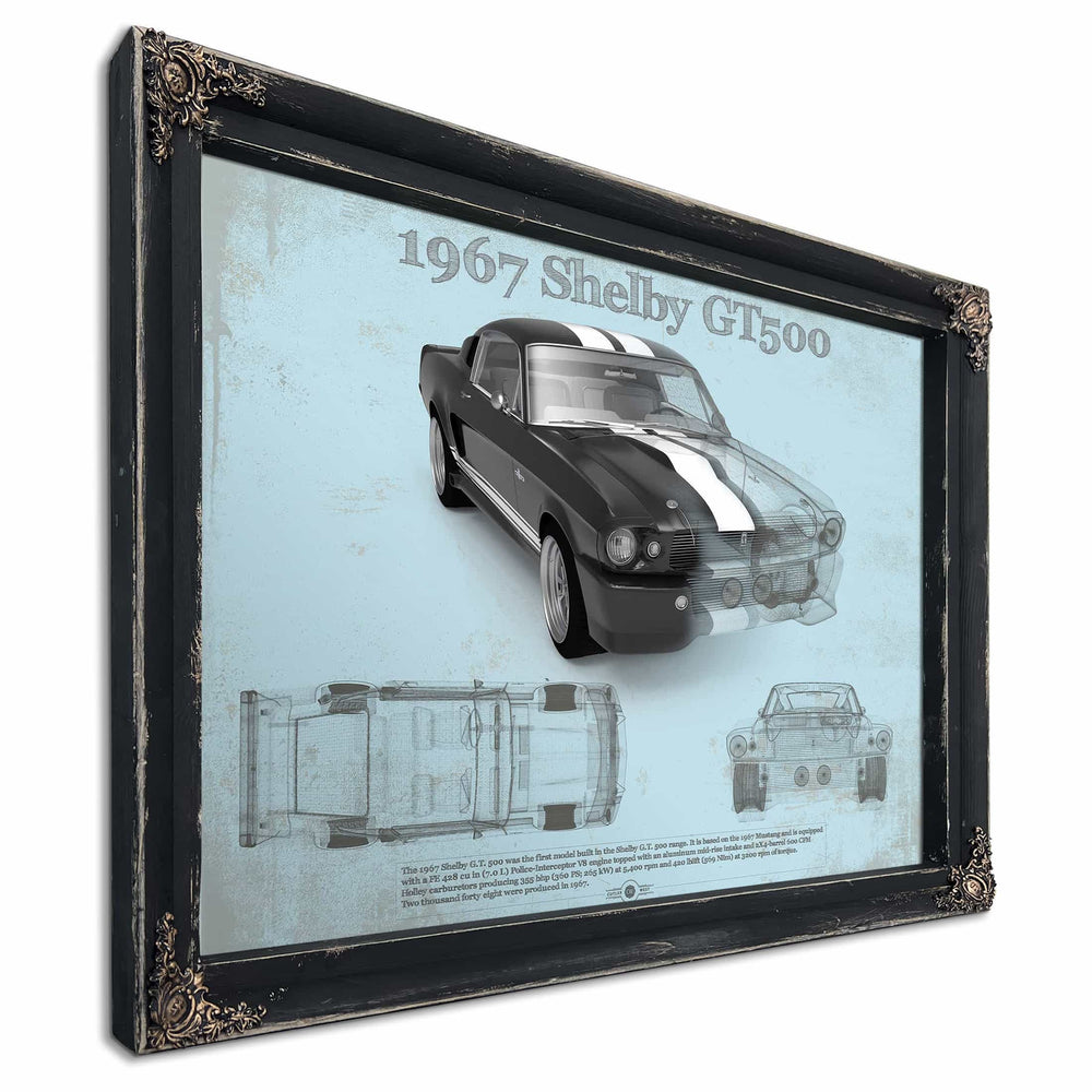 Shelby Mustang GT500 Blueprint Vintage Auto Print