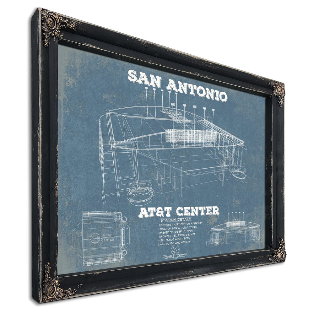 San Antonio Spurs - AT&T Center Vintage Basketball Blueprint NBA