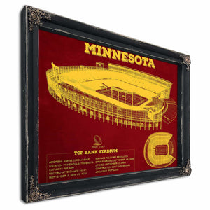 Minnesota Gophers - Vintage TCF Bank Stadium  Blueprint Art Print