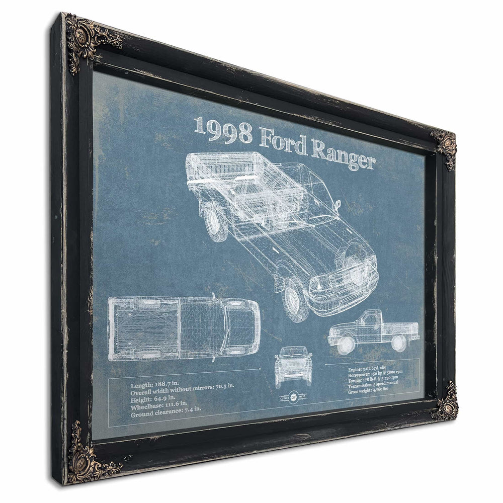 1998 Ford Ranger Blueprint Vintage Auto Print