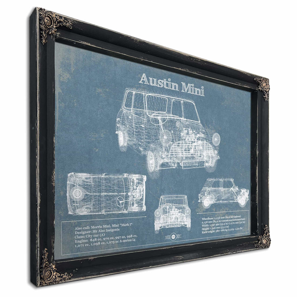 Austin Mini Blueprint Vintage Auto Print