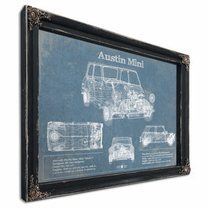 Austin Mini Blueprint Vintage Auto Print