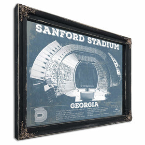 Georgia Bulldogs Football Team Colors - Sanford Stadium Vintage Football Blueprint Art Print