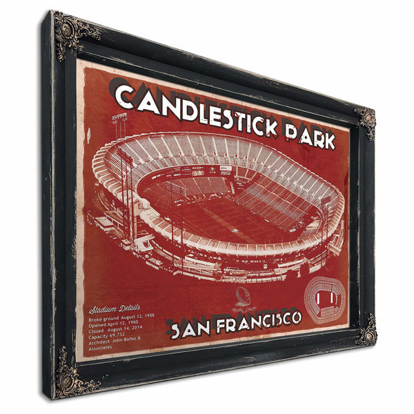 San Francisco 49ers - Vintage Candlestick Park Football Print
