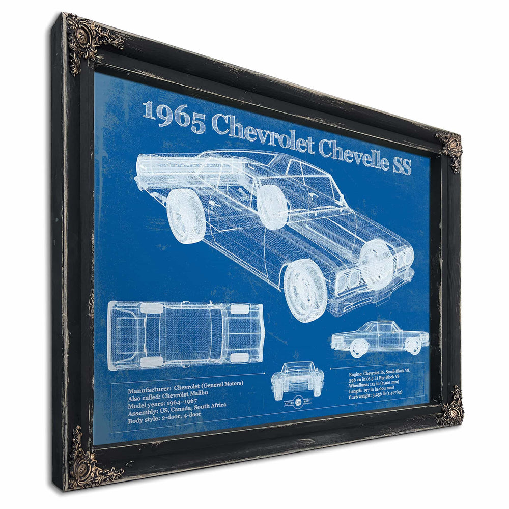 1965 Chevrolet Chevelle Malibu SS Vintage Blueprint Auto Print