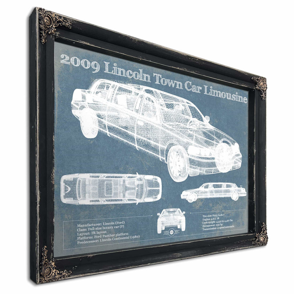2009 Lincoln Town Car Limousine Vintage Blueprint Auto Print