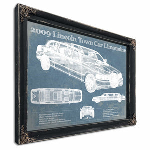 2009 Lincoln Town Car Limousine Vintage Blueprint Auto Print