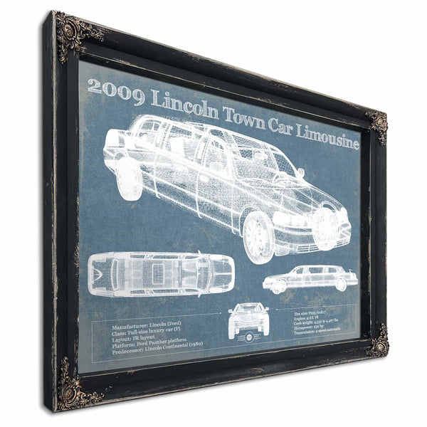 2009 Lincoln Town Car Limousine Vintage Blueprint Auto Print