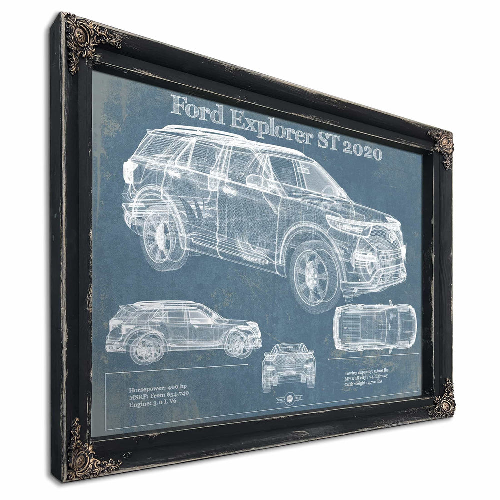 Ford Explorer ST 2020 Vintage Blueprint Auto Print